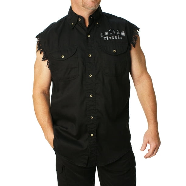 Outlaw Threadz Mens The Finger Button Up Shirt-Medium Black 
